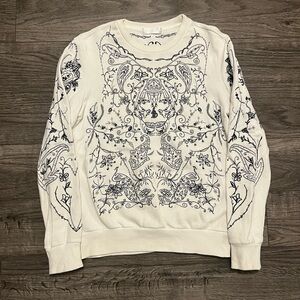 Alexander McQueen White stitched skull crewneck